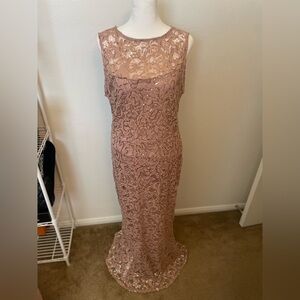 MARINA Lace Dress with Gold Sequins
